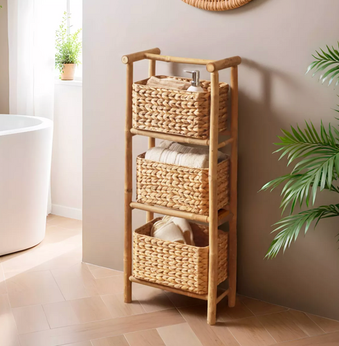 Meuble 3 paniers – Bambou & Jacinthe d’eau Hanoï (39 x H91 cm)