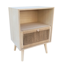 Table de chevet bois et corde de chanvre (H55 cm) – Manille Beige