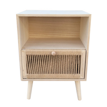 Table de chevet bois et corde de chanvre (H55 cm) – Manille Beige